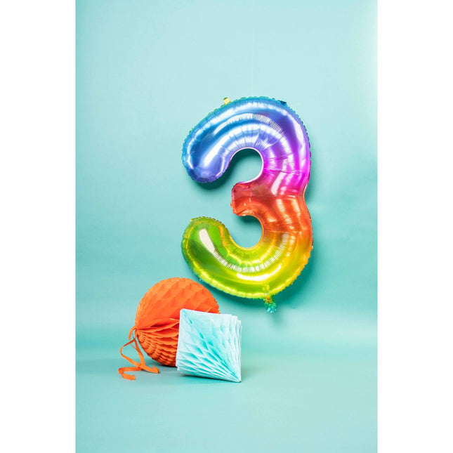 Palloncino Foil Figura 3 Rainbow XL 81cm vuoto