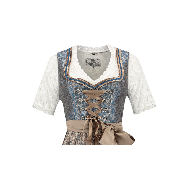 Dirndl jaquard, blau/kaffeefarbig