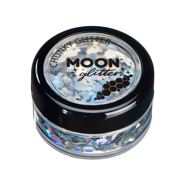 Moon Glitter Holographic Chunky Glitter Argento 3g