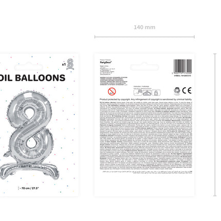 Palloncino in foil Figura 8 Silver Standard Vuoto 70cm