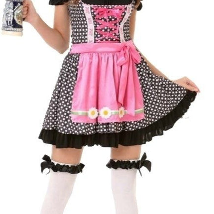 Abito Dirndl Oktoberfest nero bianco a pois