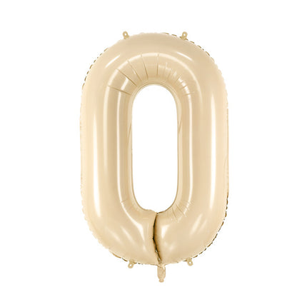 Palloncino in foil Numero ''0'', 72 cm, beige