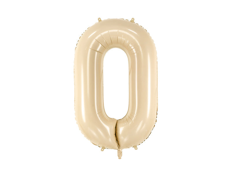 Palloncino in foil Numero ''0'', 72 cm, beige