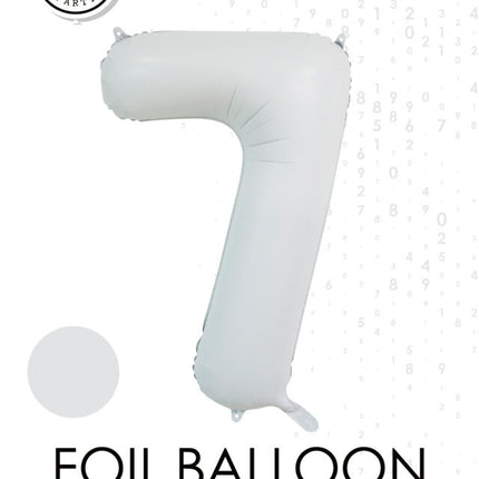 Palloncino bianco a forma di figura 7 anni lucido 86 cm