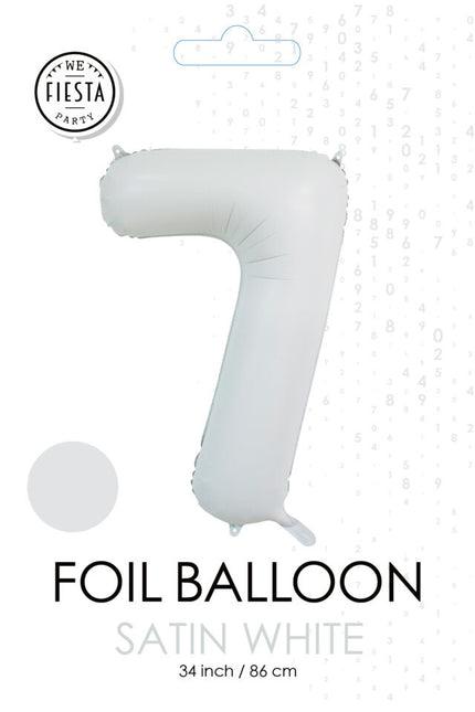 Palloncino bianco a forma di figura 7 anni lucido 86 cm