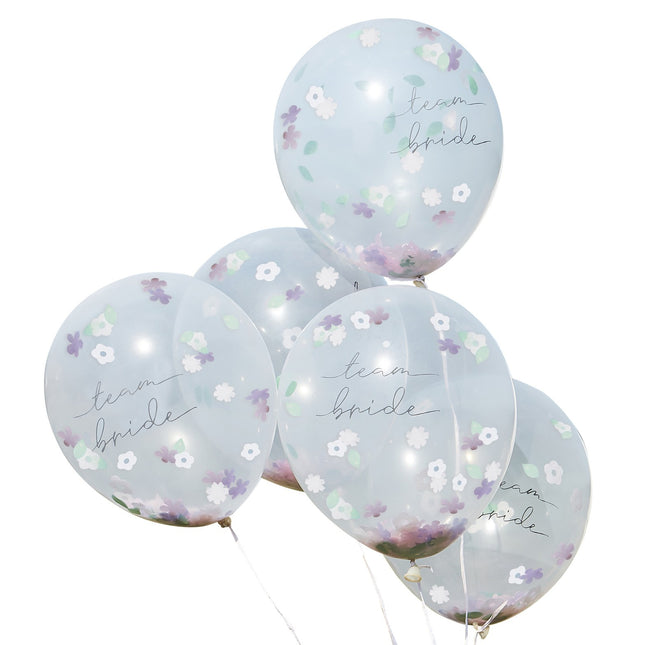 Palloncini a coriandoli Team Bride Flowers 30cm 5pz