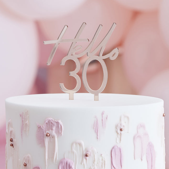 Cake topper oro rosa 30 anni 10 cm