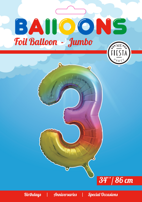 Pallone in foil Figura 3 Arcobaleno XL 86cm vuoto