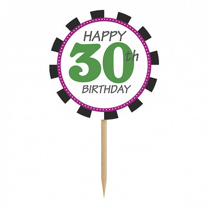 Cake topper 30Th Birthday 9,2cm 6pcs