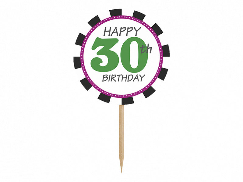 Cake topper 30Th Birthday 9,2cm 6pcs