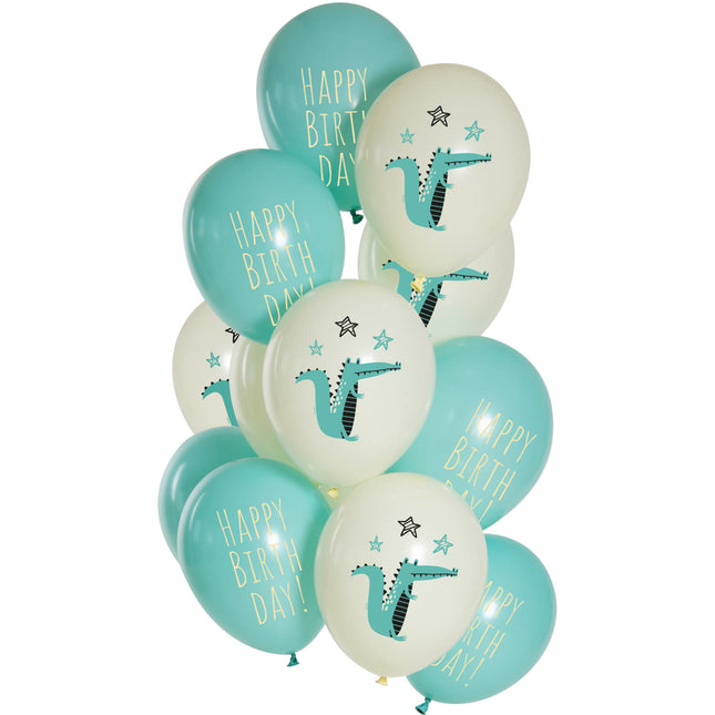 Palloncini di Buon Compleanno Coccodrillo 33cm 12pz