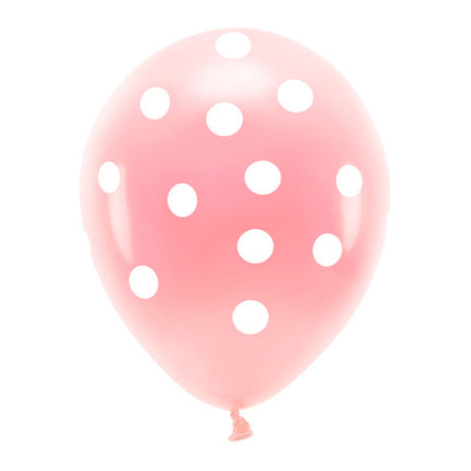 Palloncini rosa a pois bianchi 33 cm 6 pezzi