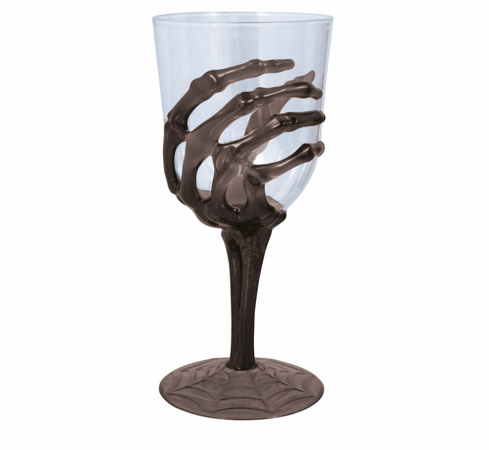 Bicchiere da vino Halloween Mano di scheletro 18,5 cm