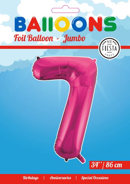 Palloncino Foil Figura 7 Fucsia XL 86cm vuoto