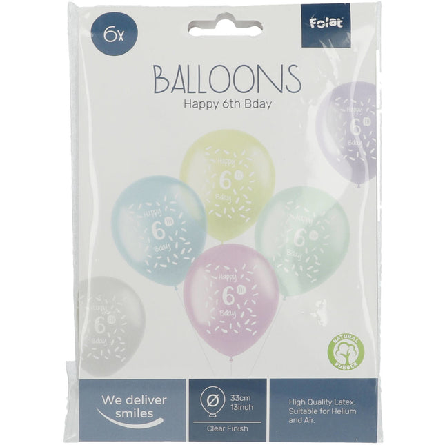 Palloncini Happy 6Th Bday 33cm 6pz