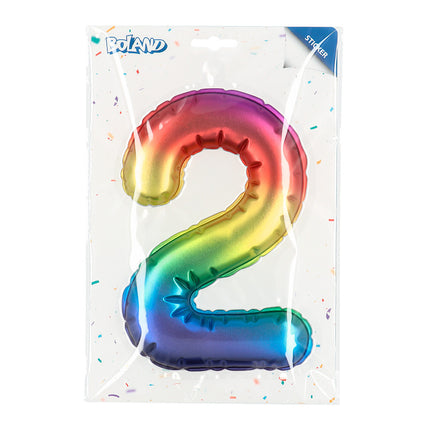 Palloncino in foil con adesivi 2 anni arcobaleno 20 cm