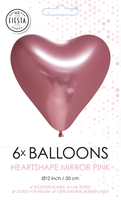 Palloncini a cuore rosa 30cm 6pz
