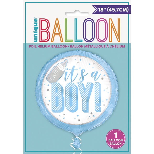 Palloncino ad elio nascita It's A Boy Blu 45cm vuoto