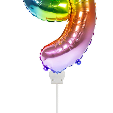 Palloncino in foil Figura 9 Arcobaleno 36 cm con bastoncino