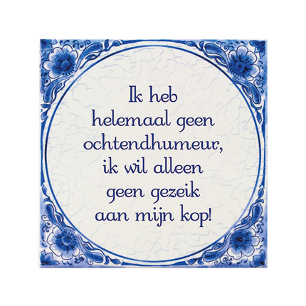 Piastrella blu di Delft Morning Humour 14,5 cm