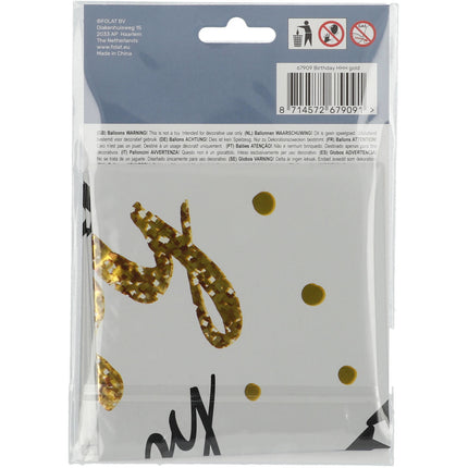 Palloncino ad elio Happy Birthday Golden Dots vuoto 45 cm