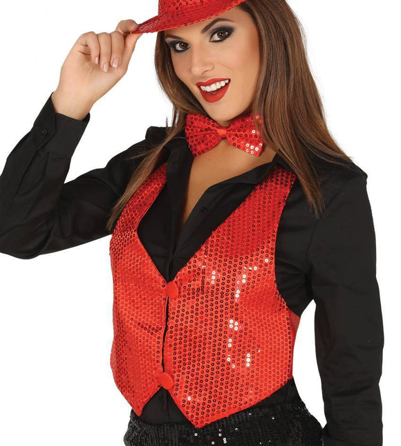 Gilet glitterato rosso da donna