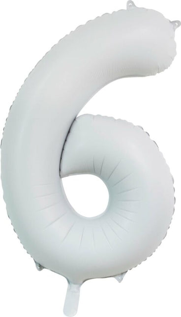 Palloncino bianco a forma di figura 6 anni lucido 86 cm