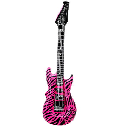 Chitarra finta Zebra rosa gonfiabile 1,05 m