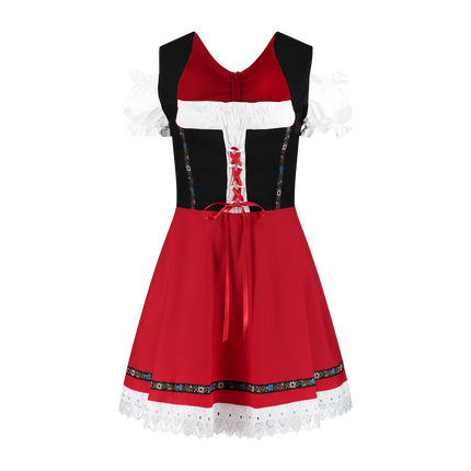 Abito Dirndl Oktoberfest Nero Rosso Donna