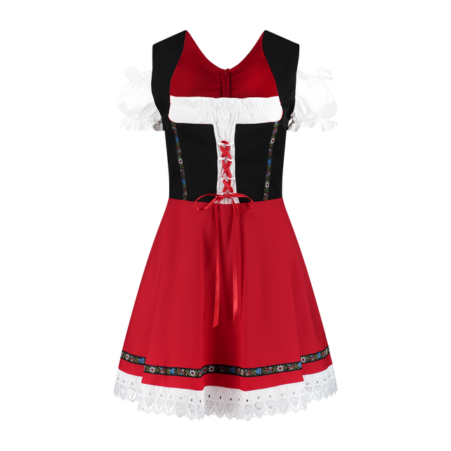 Abito Dirndl Oktoberfest Nero Rosso Donna