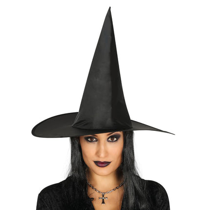 Cappello da strega di Halloween con capelli neri