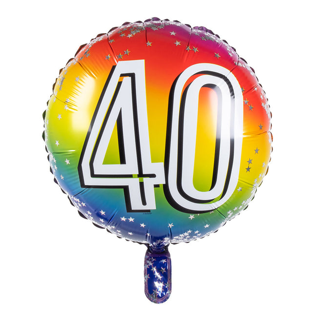 Palloncino numero arcobaleno 40 anni 45 cm