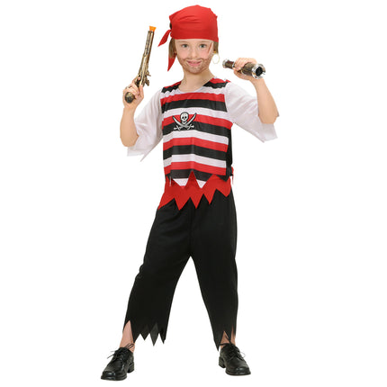 Costume da pirata rosso bianco nero bambino