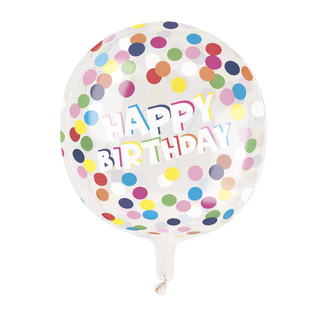 Palloncino ad elio Happy Birthday Coriandoli Vuoto 38cm