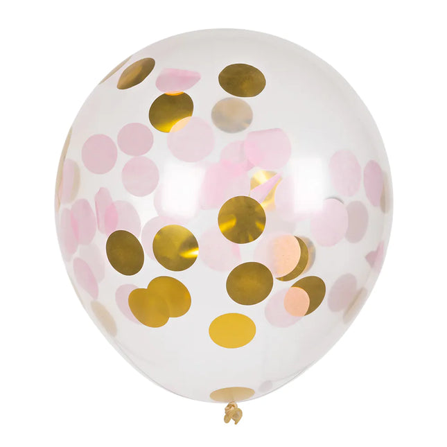 Palloncini con coriandoli rosa oro 30cm 5pz