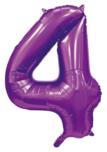 Palloncino numero viola 4 anni lucido 86 cm