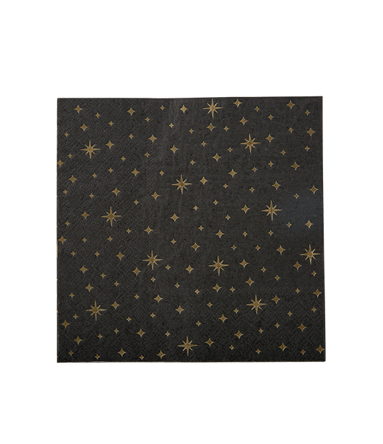 Tovaglioli Stelle Oro Nero 17cm 16pz