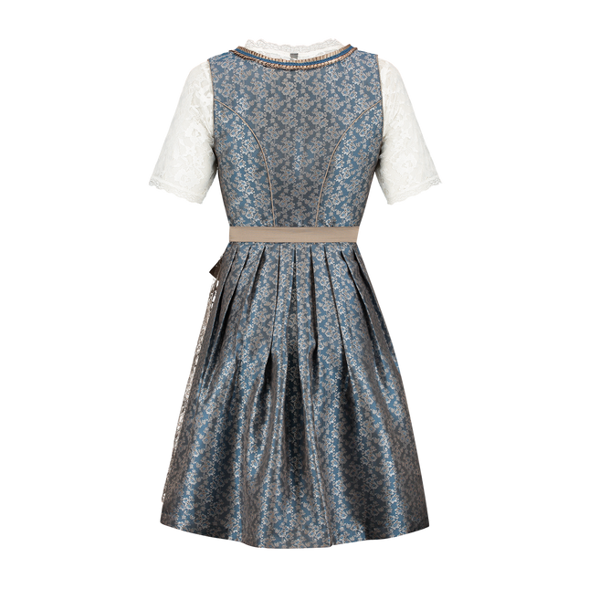 Dirndl jaquard, blau/kaffeefarbig