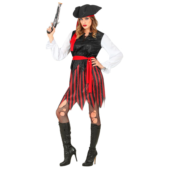 Abito da pirata rosso nero da donna