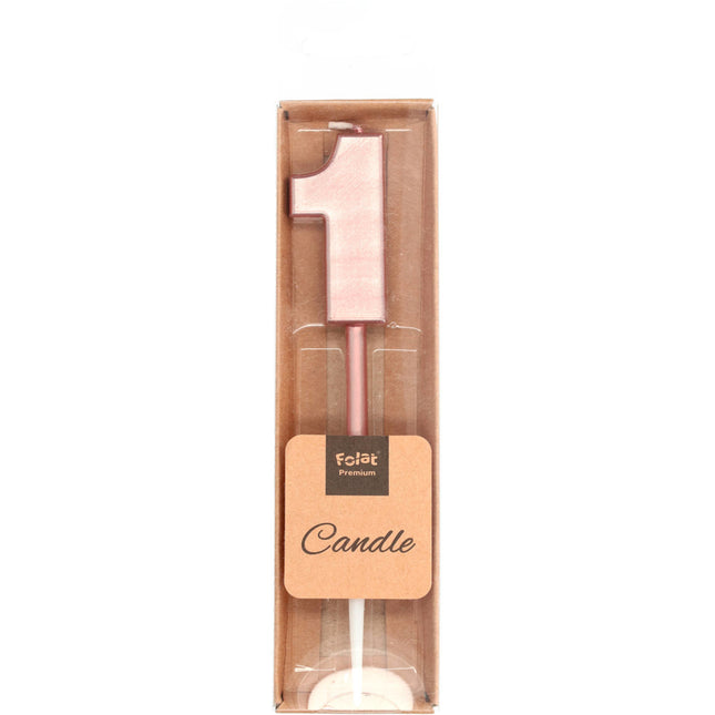 Candela Figura 1 Oro Rosa Metallizzato 15 cm