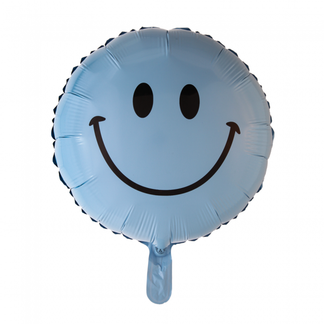 Palloncino ad elio Emoji Smile Azzurro 45 cm vuoto