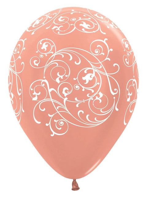 Palloncini Filigrana Metallica Oro Rosa 30cm 25pz