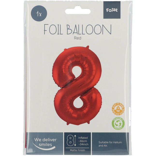 Palloncino Foil Figura 8 Rosso Opaco XL 86cm vuoto