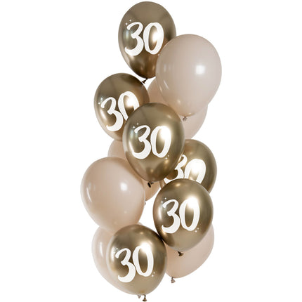 Palloncini dorati 30 anni cromati 33cm 12pz