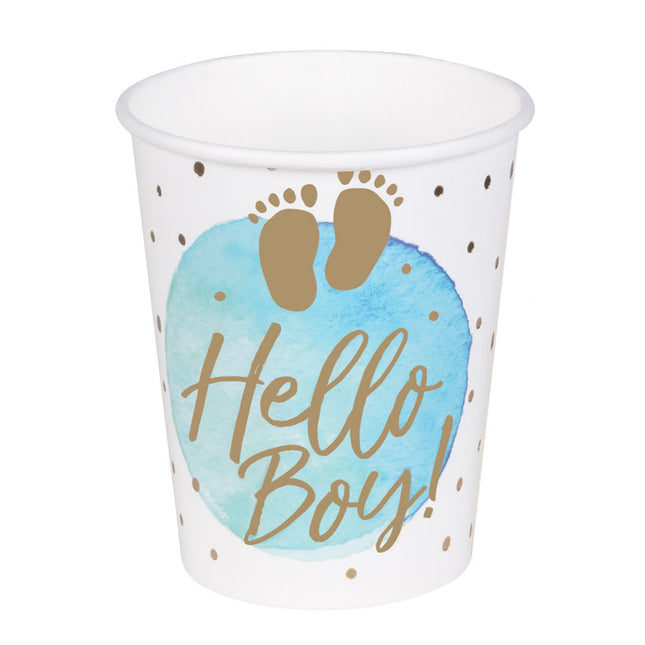 Bicchieri nascita Hello Boy in carta 210ml 10pz