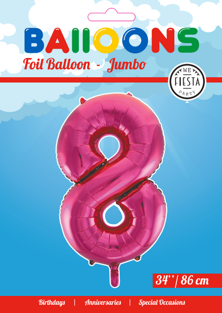 Palloncino Foil Figura 8 Fucsia XL 86cm vuoto