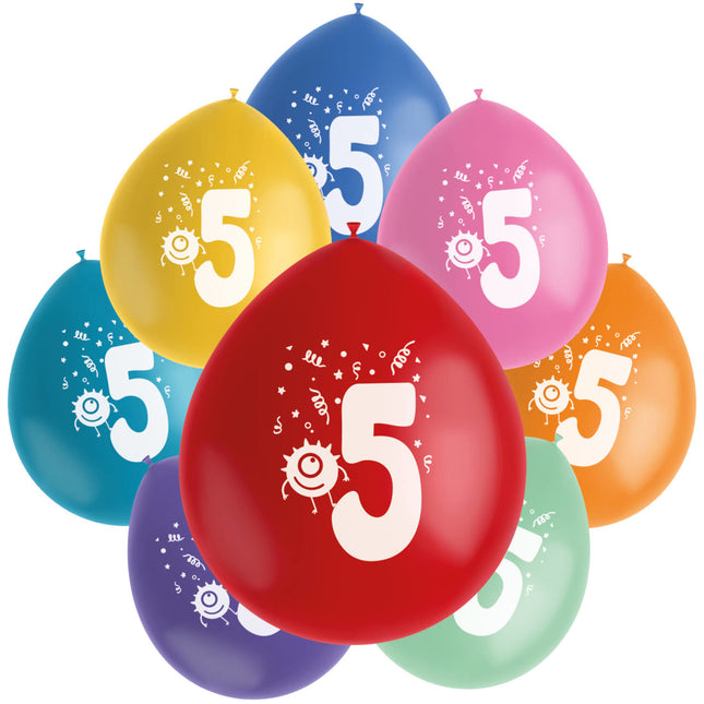 Palloncini 5 anni colorati 23cm 8pz