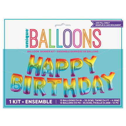 Palloncino in foil Buon Compleanno Arcobaleno Vuoto 4,31m