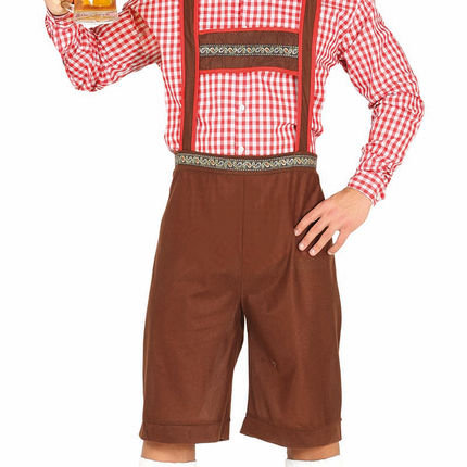 Lederhosen Lang Marrone e Camicetta Uomo L