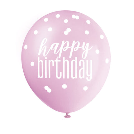 Palloncini di compleanno Happy Birthday Dots 30cm 6pz